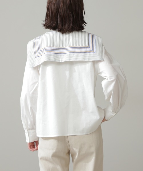 N.（N. Natural Beauty Basic）（エヌエヌナチュラルビューティーベーシック）の「◆ＭＩＸストライプシャツ（シャツ/ブラウス・レディース・オフホワイト/ブルー・MEDIUM）」の17枚目の写真
