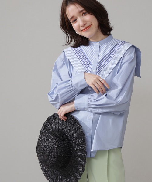 N.（N. Natural Beauty Basic）（エヌエヌナチュラルビューティーベーシック）の「◆ＭＩＸストライプシャツ（シャツ/ブラウス・レディース・オフホワイト/ブルー・MEDIUM）」の12枚目の写真