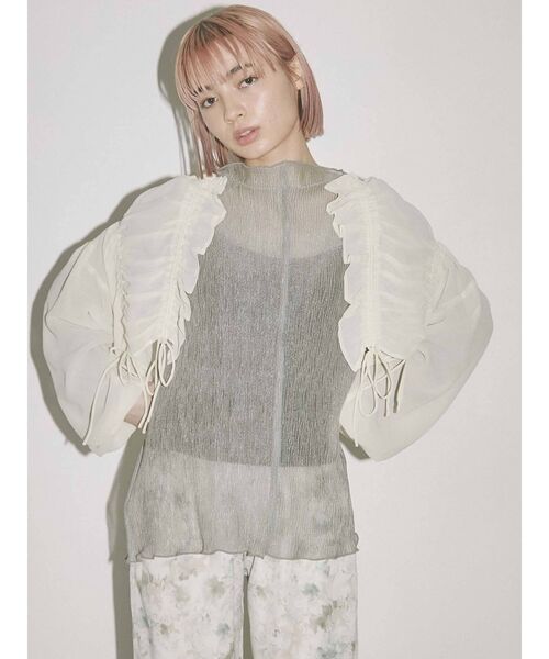 merry jenny（メリージェニー）の「ドロストショートガウン（シャツ/ブラウス・レディース・ブラック/パープル/アイボリー・FREE）」の2枚目の写真