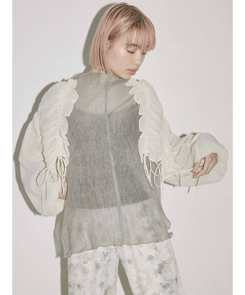 merry jenny（メリージェニー）の「ドロストショートガウン（シャツ/ブラウス・レディース・ブラック/パープル/アイボリー・FREE）」の17枚目の写真