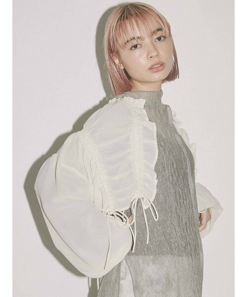 merry jenny（メリージェニー）の「ドロストショートガウン（シャツ/ブラウス・レディース・ブラック/パープル/アイボリー・FREE）」の18枚目の写真