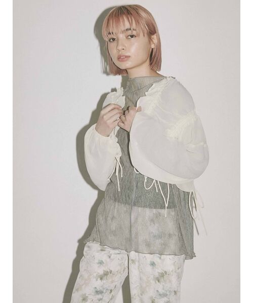 merry jenny（メリージェニー）の「ドロストショートガウン（シャツ/ブラウス・レディース・ブラック/パープル/アイボリー・FREE）」の20枚目の写真