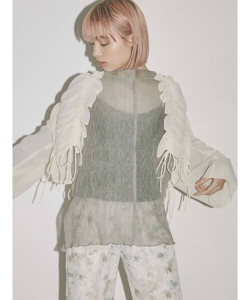 merry jenny（メリージェニー）の「ドロストショートガウン（シャツ/ブラウス・レディース・ブラック/パープル/アイボリー・FREE）」の21枚目の写真