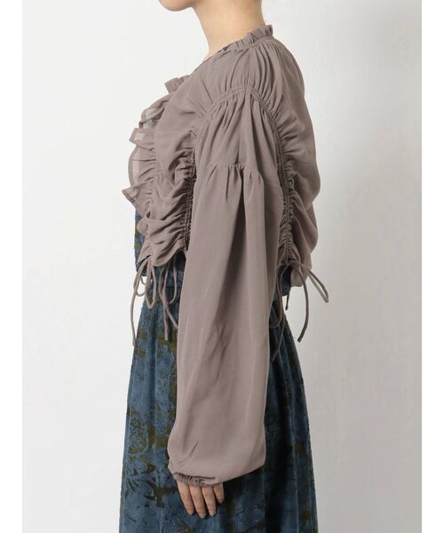 merry jenny（メリージェニー）の「ドロストショートガウン（シャツ/ブラウス・レディース・ブラック/パープル/アイボリー・FREE）」の4枚目の写真