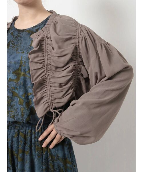 merry jenny（メリージェニー）の「ドロストショートガウン（シャツ/ブラウス・レディース・ブラック/パープル/アイボリー・FREE）」の7枚目の写真