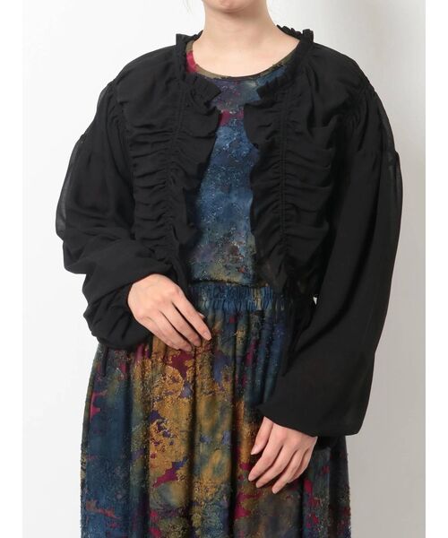 merry jenny（メリージェニー）の「ドロストショートガウン（シャツ/ブラウス・レディース・ブラック/パープル/アイボリー・FREE）」の14枚目の写真