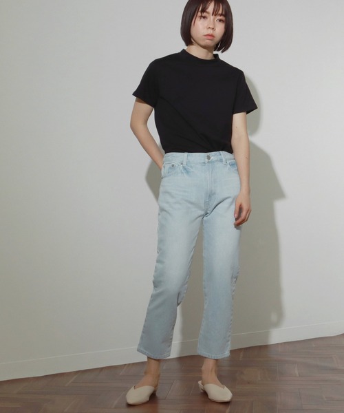 AULI（アウリィ）の「【低身長向けサイズ】ショート丈モックネックTシャツ（Tシャツ/カットソー・レディース・ホワイト/ブラック/ベージュ・S/XS）」の14枚目の写真