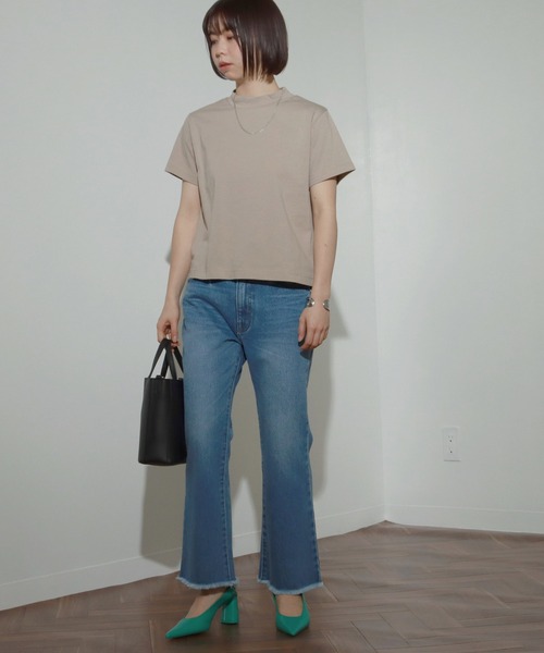 AULI（アウリィ）の「【低身長向けサイズ】ショート丈モックネックTシャツ（Tシャツ/カットソー・レディース・ホワイト/ブラック/ベージュ・S/XS）」の19枚目の写真