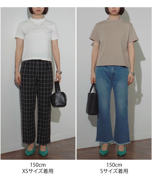 AULI（アウリィ）の「【低身長向けサイズ】ショート丈モックネックTシャツ（Tシャツ/カットソー・レディース・ホワイト/ブラック/ベージュ・S/XS）」の10枚目の写真