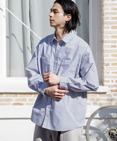 niko and...（ニコアンド）の「miulisse(ミュウリス）Wポケットシャツ[ストレッチ・イージーケア]（シャツ/ブラウス・メンズ・ホワイト/ブルー/その他1/その他2・MEDIUM/LARGE）」の3枚目の写真