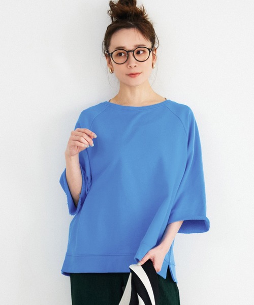 coca(coca)(コカ)の「ラグラン7分袖スウェット(スウェット・レディース・ホワイト/チャコールグレー/ブルー/ライトグリーン/ライトブルー/ライトグレー/グレイッシュベージュ・ONE SIZE)」の7枚目の写真