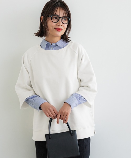 coca(coca)(コカ)の「ラグラン7分袖スウェット(スウェット・レディース・ホワイト/チャコールグレー/ブルー/ライトグリーン/ライトブルー/ライトグレー/グレイッシュベージュ・ONE SIZE)」の14枚目の写真