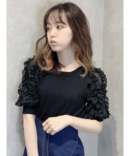 dazzlin(ダズリン)の「パーティフリルニットトップス(ニット/セーター・レディース・ブラック/グレー/オフホワイト・FREE)」の3枚目の写真