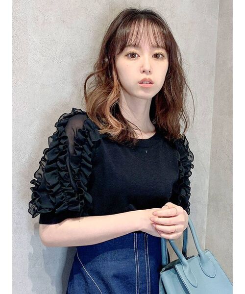 dazzlin(ダズリン)の「パーティフリルニットトップス(ニット/セーター・レディース・ブラック/グレー/オフホワイト・FREE)」の4枚目の写真