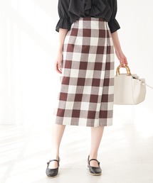ROPE' PICNIC（ロペピクニック）の「【Bonne Maman × ROPE' PICNIC】ギンガムチェックIラインスカート（スカート・ブラウン系）」