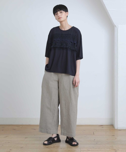 Plantation(プランテーション)の「トーションレースドッキング/Tシャツ(Tシャツ/カットソー・レディース・ホワイト/ネイビー/マスタード・M size)」の22枚目の写真