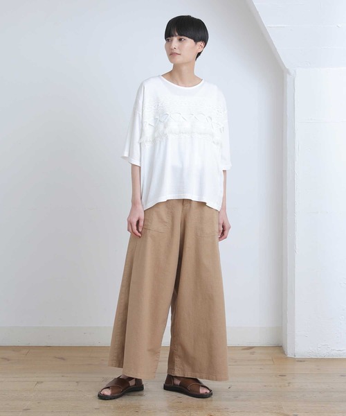 Plantation(プランテーション)の「トーションレースドッキング/Tシャツ(Tシャツ/カットソー・レディース・ホワイト/ネイビー/マスタード・M size)」の19枚目の写真