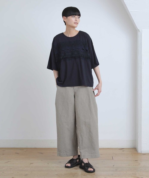 Plantation(プランテーション)の「トーションレースドッキング/Tシャツ(Tシャツ/カットソー・レディース・ホワイト/ネイビー/マスタード・M size)」の20枚目の写真