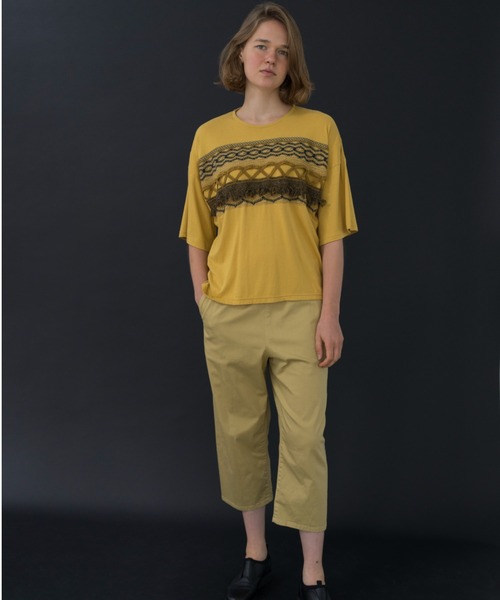 Plantation(プランテーション)の「トーションレースドッキング/Tシャツ(Tシャツ/カットソー・レディース・ホワイト/ネイビー/マスタード・M size)」の15枚目の写真