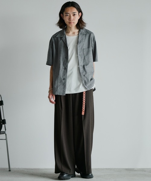 WYM LIDNM（ウィム バイ リドム）の「EMBROIDERY SHEER WASHER SHIRT（シャツ/ブラウス・メンズ・ベージュ系/チャコールグレー/ライトオリーブ/ブルー/ブラウン/グレー/オフホワイト・S/M/L）」の11枚目の写真