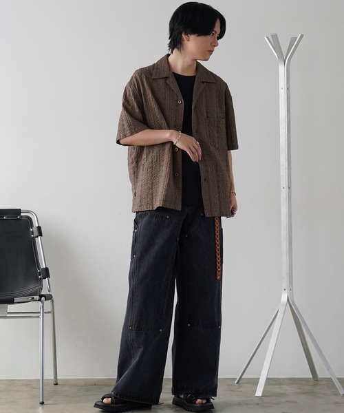 WYM LIDNM（ウィム バイ リドム）の「EMBROIDERY SHEER WASHER SHIRT（シャツ/ブラウス・メンズ・ベージュ系/チャコールグレー/ライトオリーブ/ブルー/ブラウン/グレー/オフホワイト・S/M/L）」の22枚目の写真