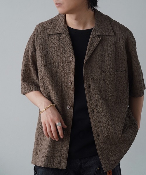 WYM LIDNM（ウィム バイ リドム）の「EMBROIDERY SHEER WASHER SHIRT（シャツ/ブラウス・メンズ・ベージュ系/チャコールグレー/ライトオリーブ/ブルー/ブラウン/グレー/オフホワイト・S/M/L）」の20枚目の写真