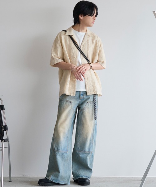 WYM LIDNM（ウィム バイ リドム）の「EMBROIDERY SHEER WASHER SHIRT（シャツ/ブラウス・メンズ・ベージュ系/チャコールグレー/ライトオリーブ/ブルー/ブラウン/グレー/オフホワイト・S/M/L）」の17枚目の写真