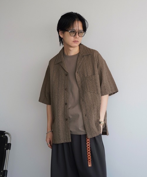 WYM LIDNM（ウィム バイ リドム）の「EMBROIDERY SHEER WASHER SHIRT（シャツ/ブラウス・メンズ・ベージュ系/チャコールグレー/ライトオリーブ/ブルー/ブラウン/グレー/オフホワイト・S/M/L）」の19枚目の写真