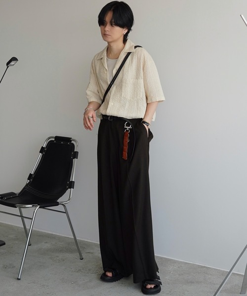 WYM LIDNM（ウィム バイ リドム）の「EMBROIDERY SHEER WASHER SHIRT（シャツ/ブラウス・メンズ・ベージュ系/チャコールグレー/ライトオリーブ/ブルー/ブラウン/グレー/オフホワイト・S/M/L）」の16枚目の写真