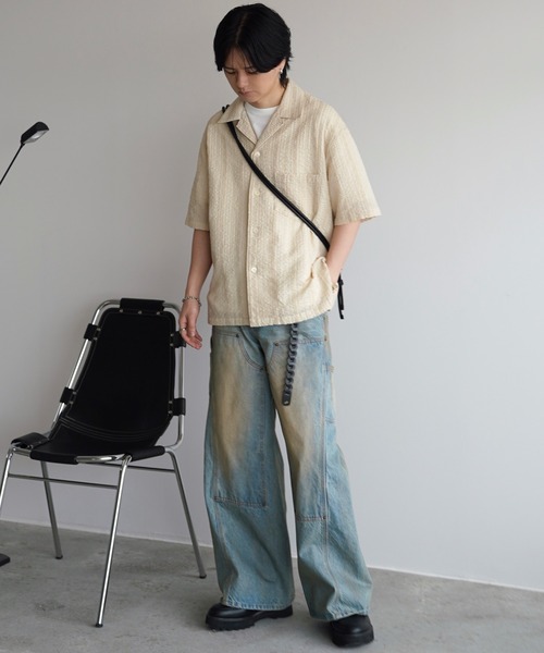 WYM LIDNM（ウィム バイ リドム）の「EMBROIDERY SHEER WASHER SHIRT（シャツ/ブラウス・メンズ・ベージュ系/チャコールグレー/ライトオリーブ/ブルー/ブラウン/グレー/オフホワイト・S/M/L）」の18枚目の写真