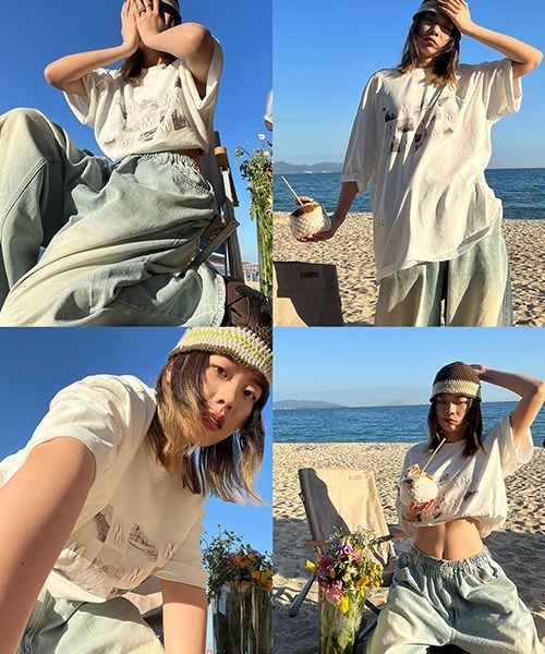 MASONPRINCE(メイソンプリンス)の「【MASONPRINCE】Oversized M logo & photo print TEE DT3116(Tシャツ/カットソー・メンズ・ホワイト/ブラック/レッド/ライトカーキ・S/M/L)」の5枚目の写真