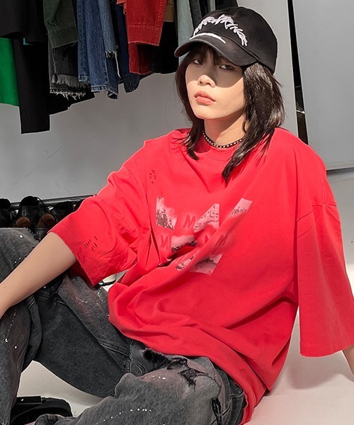 MASONPRINCE(メイソンプリンス)の「【MASONPRINCE】Oversized M logo & photo print TEE DT3116(Tシャツ/カットソー・メンズ・ホワイト/ブラック/レッド/ライトカーキ・S/M/L)」の11枚目の写真