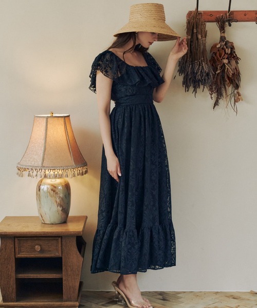 専用です！！eimyistoireレース ブラック ロングワンピース エイミーイストワール eimy istoire Mirabel lace フリルロング