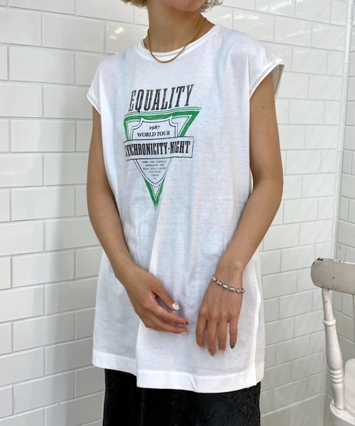 CIAOPANIC(チャオパニック)の「細部のデザインに拘った、ノースリロックTee(Tシャツ/カットソー・レディース・チャコールグレー/オフホワイト/ブルー・FREE)」の8枚目の写真