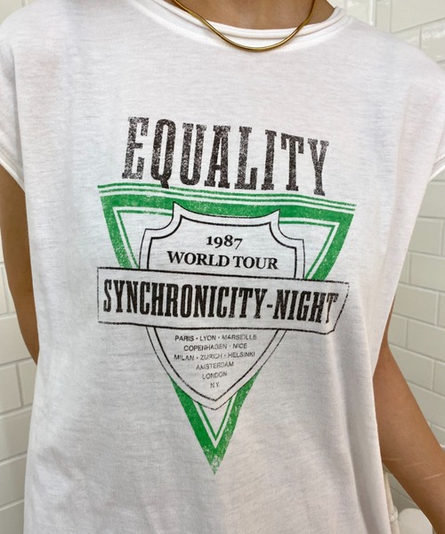 CIAOPANIC(チャオパニック)の「細部のデザインに拘った、ノースリロックTee(Tシャツ/カットソー・レディース・チャコールグレー/オフホワイト/ブルー・FREE)」の5枚目の写真