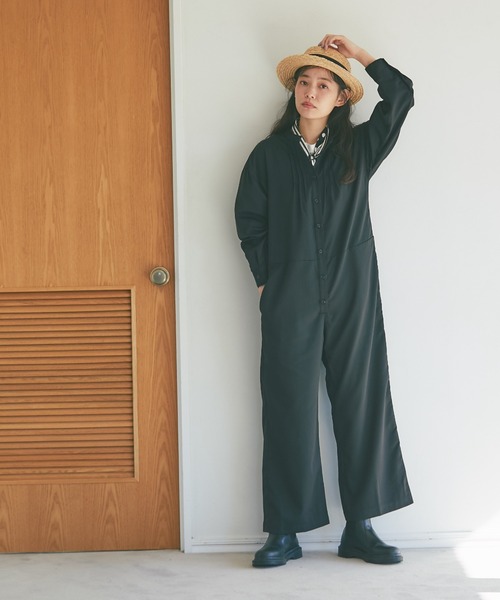 and R(アンドアール)の「ピンタックジャンプスーツ(つなぎ/オールインワン・レディース・ブラック/グレー・FREE)」の3枚目の写真