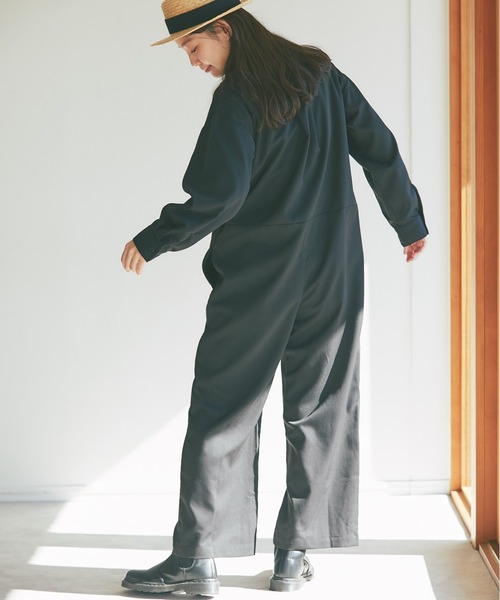 and R(アンドアール)の「ピンタックジャンプスーツ(つなぎ/オールインワン・レディース・ブラック/グレー・FREE)」の5枚目の写真