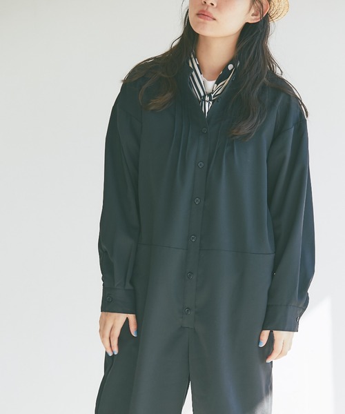 and R(アンドアール)の「ピンタックジャンプスーツ(つなぎ/オールインワン・レディース・ブラック/グレー・FREE)」の7枚目の写真