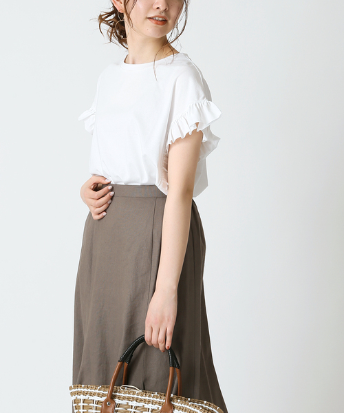 B.C STOCK(ベーセーストック)の「フリル袖Tシャツ(シャツ/ブラウス・レディース・ホワイト/ブラック/ベージュ/ブルー・FREE)」の13枚目の写真