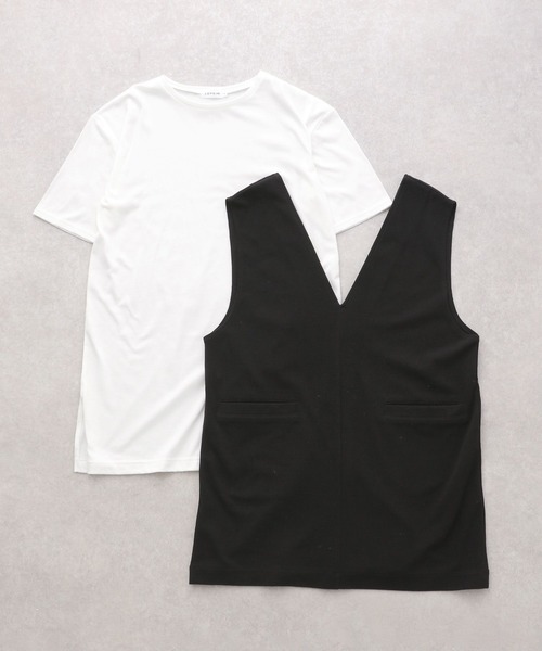 LEPSIM（レプシィム）の「【選べる丈シリーズ】ベスト＆Tシャツのセットアイテム　276669（Tシャツ/カットソー・レディース・ブラック/ベージュ・FREE/TALL）」の5枚目の写真