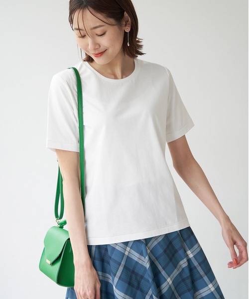 ROPE' PICNIC（ロペピクニック）の「GIZA COTTON セットインTシャツ（Tシャツ/カットソー・レディース・ブラック/オフホワイト・38）」の2枚目の写真