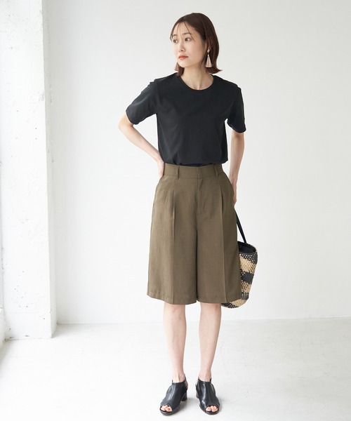 ROPE' PICNIC（ロペピクニック）の「GIZA COTTON セットインTシャツ（Tシャツ/カットソー・レディース・ブラック/オフホワイト・38）」の5枚目の写真