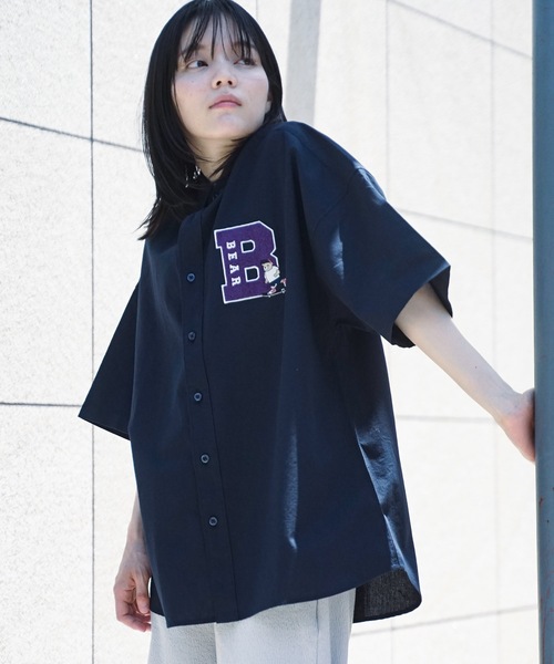 UNIIT（ユニット）の「【UNIIT/ユニット】　サガラ刺繍 ワッペン ワンポイント　ビッグシルエット　半袖シャツ（シャツ/ブラウス・メンズ・ホワイト/ネイビー/グリーン・MEDIUM/LARGE）」の3枚目の写真