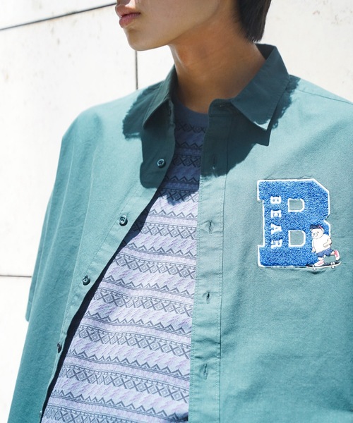 UNIIT（ユニット）の「【UNIIT/ユニット】　サガラ刺繍 ワッペン ワンポイント　ビッグシルエット　半袖シャツ（シャツ/ブラウス・メンズ・ホワイト/ネイビー/グリーン・MEDIUM/LARGE）」の20枚目の写真