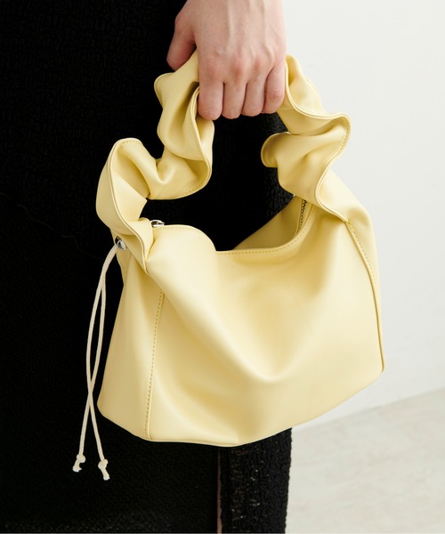 FREE'S MART（フリーズマート）の「シャーリングハンドルバッグ（トートバッグ・レディース・イエロー/ホワイト/ブラック・ﾌﾘ-）」の12枚目の写真