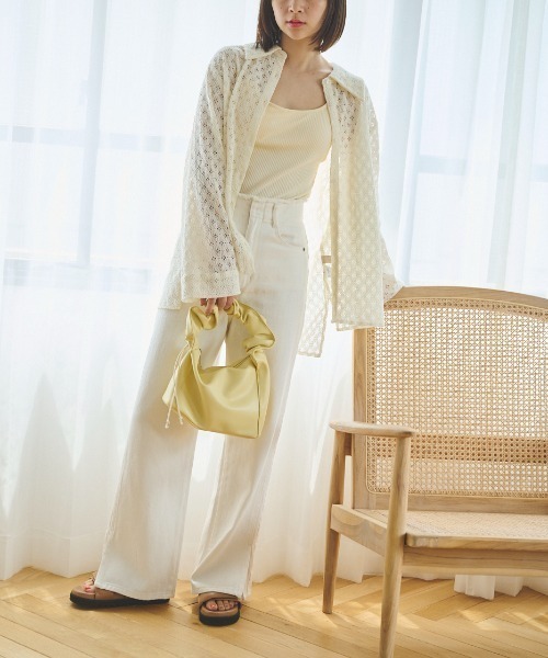 FREE'S MART（フリーズマート）の「シャーリングハンドルバッグ（トートバッグ・レディース・イエロー/ホワイト/ブラック・ﾌﾘ-）」の10枚目の写真