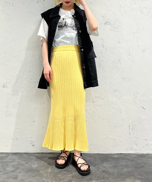 apres jour mignon（アプレジュールミニョン）の「カラーリブマーメイドスカート【ZOZOTOWN限定アイテム】（スカート・レディース・イエロー/オレンジ・X-LARGE/SMALL/MEDIUM）」の9枚目の写真