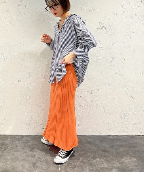 apres jour mignon（アプレジュールミニョン）の「カラーリブマーメイドスカート【ZOZOTOWN限定アイテム】（スカート・レディース・イエロー/オレンジ・X-LARGE/SMALL/MEDIUM）」の4枚目の写真