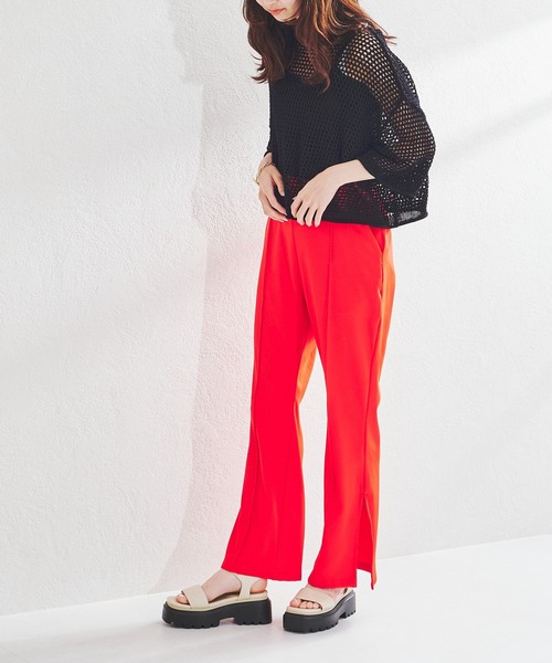 acro（アクロ）の「ショート丈メッシュ編みサマーニット/AC1376（ニット/セーター・レディース・ブラック/ベージュ/イエロー/グリーン・ﾌﾘ-）」の14枚目の写真