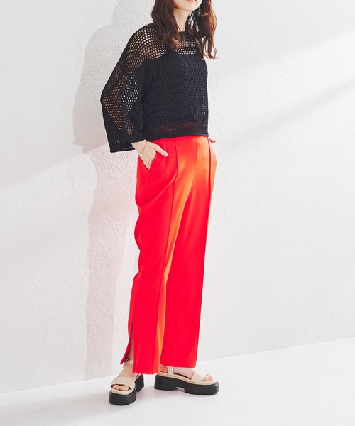 acro（アクロ）の「ショート丈メッシュ編みサマーニット/AC1376（ニット/セーター・レディース・ブラック/ベージュ/イエロー/グリーン・ﾌﾘ-）」の8枚目の写真